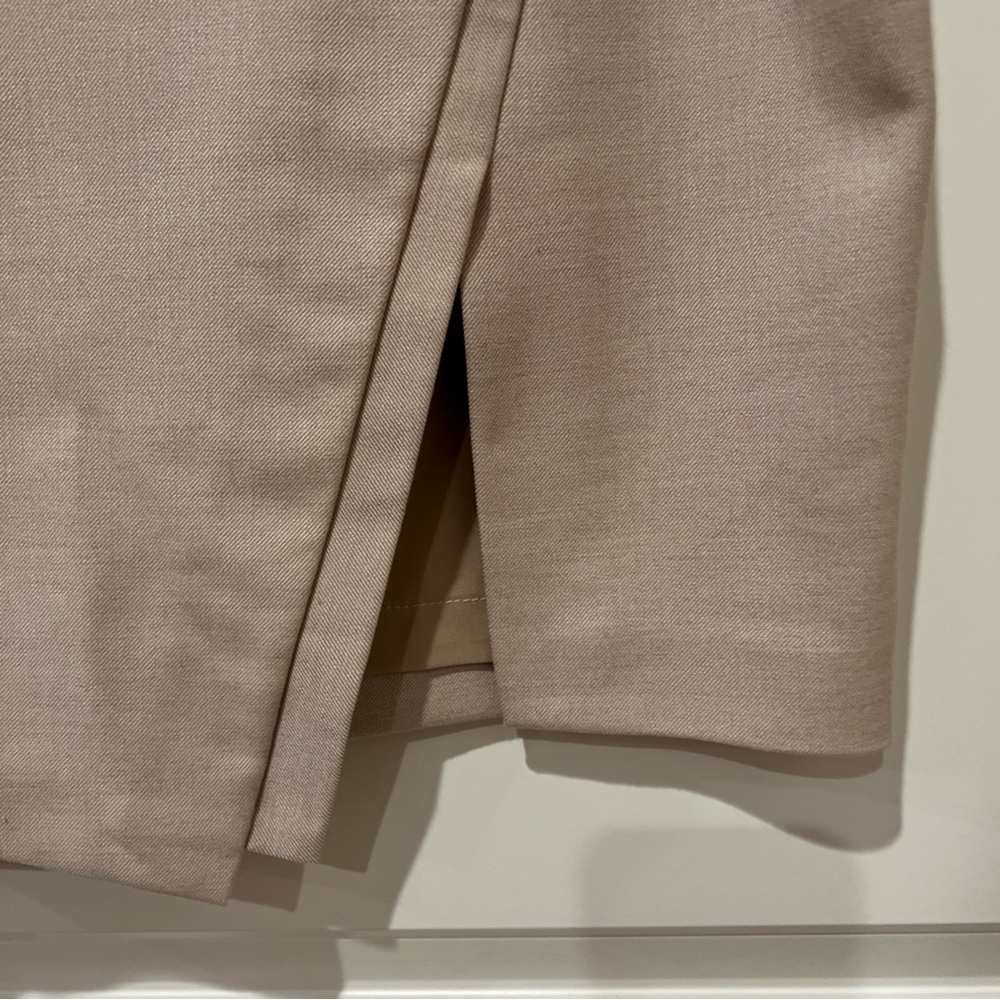 White House Black Market Tan Pencil Skirt Asymmetrical Slit - Picture 3 of 11